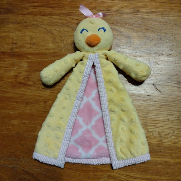 Nursery Rhyme Brand Yellow & Pink Chick Duck Baby Security Blanket Lovey - Picture 2 of 11
